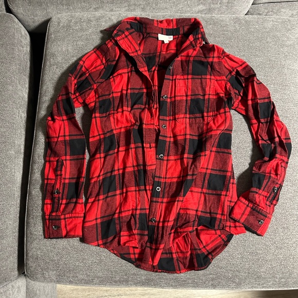 SO Tops - SO Red and Black Plaid Shirt